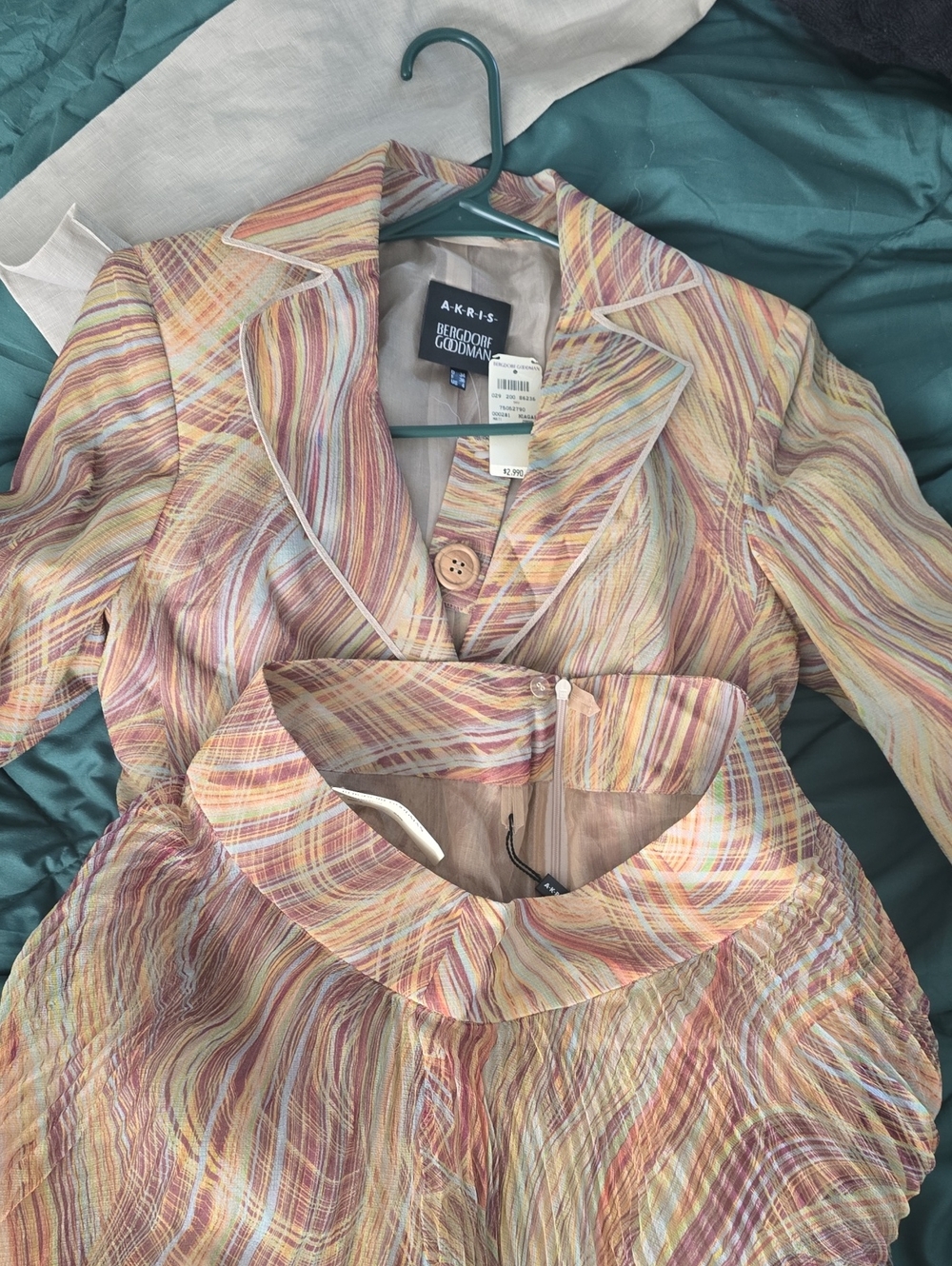 Akris Pastel Multicolor Wave-Print Two-Piece Suit